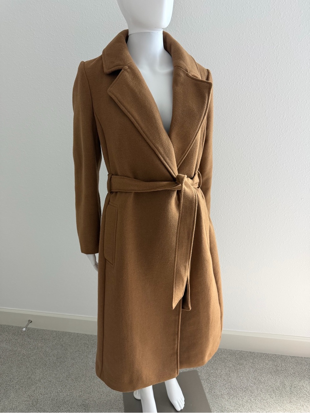 H&M Camel Trench Coat with Tie Belt - Picture 2 of 8